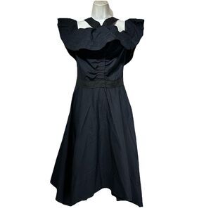 Derek Lam 10 Crosby Women's Off-the-shoulder Halter Poplin Dress Black Size 8